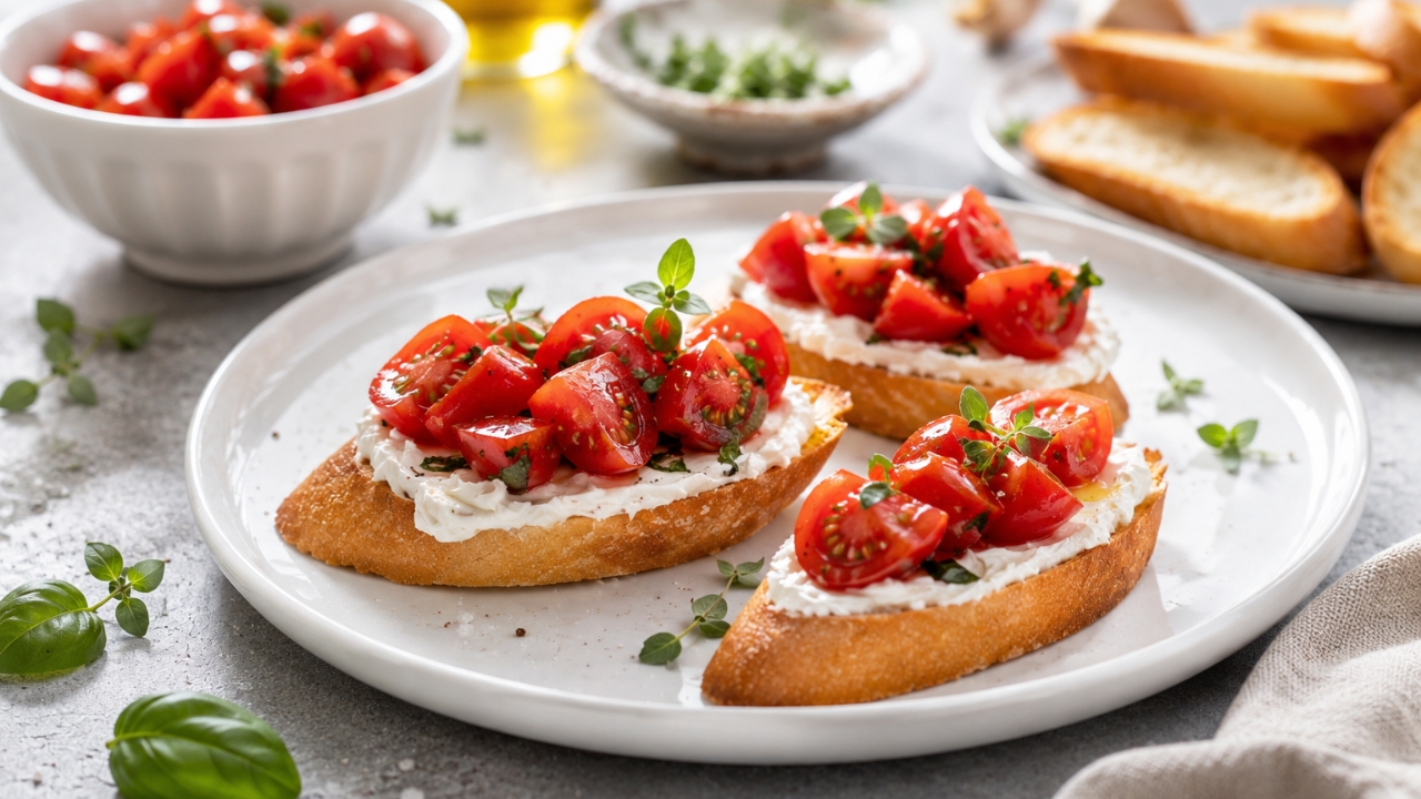 1. Tomato basil bruschetta