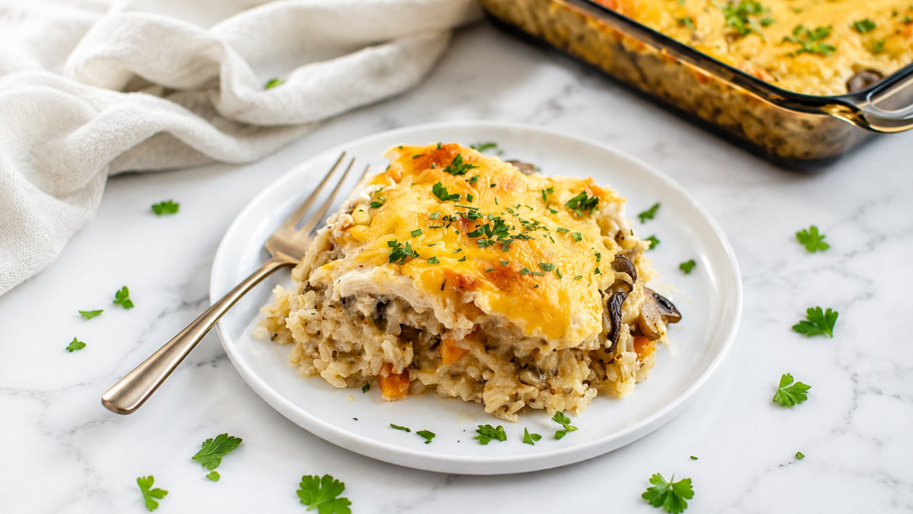 4. Creamy turkey and wild rice casserole