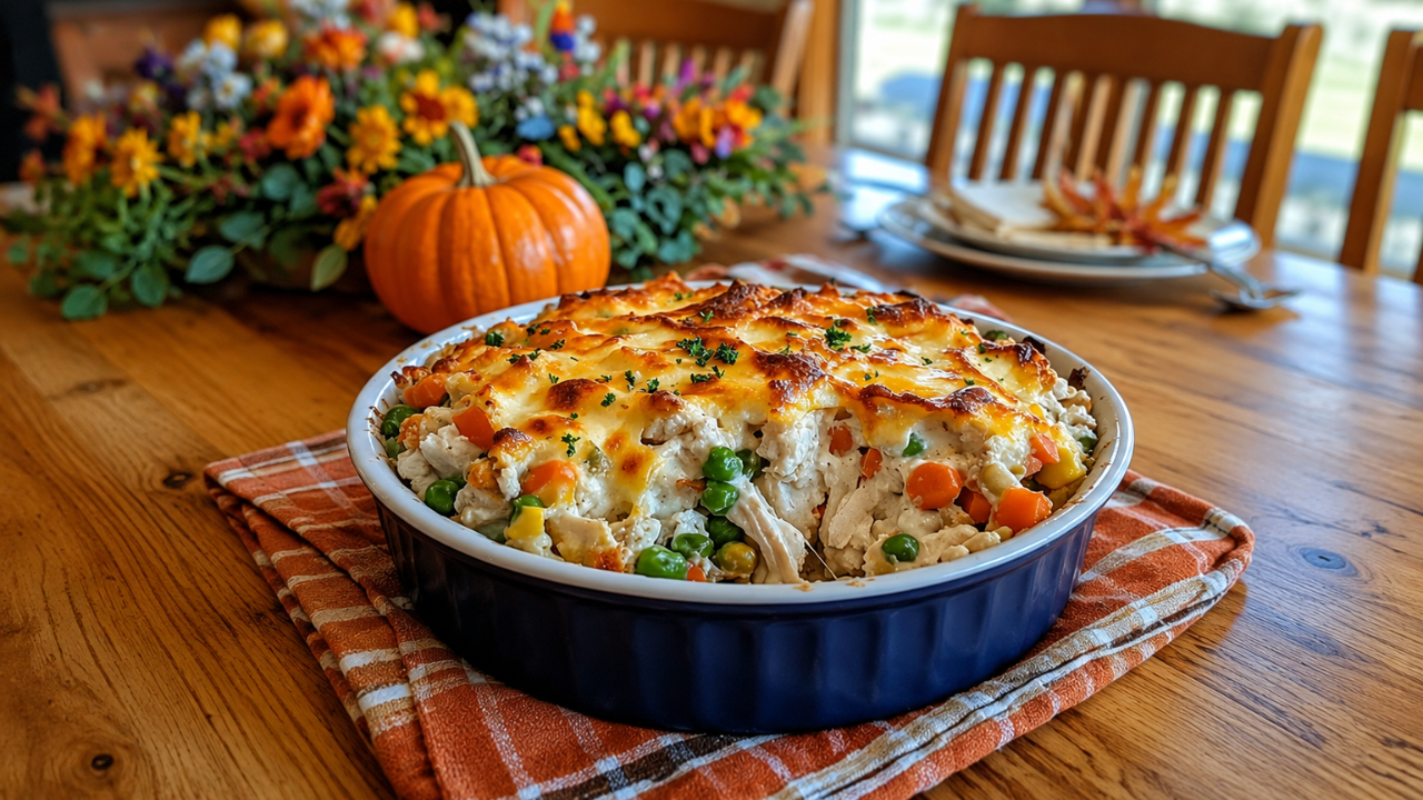 10. Cheesy turkey vegetable bake
