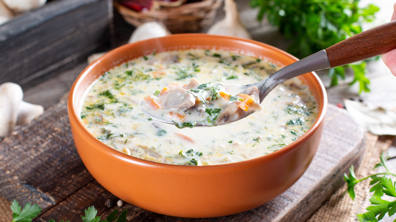 9. Creamy turkey mushroom soup