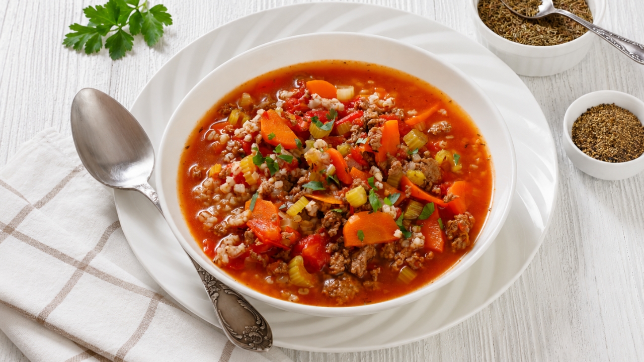 14. Hamburger vegetable soup