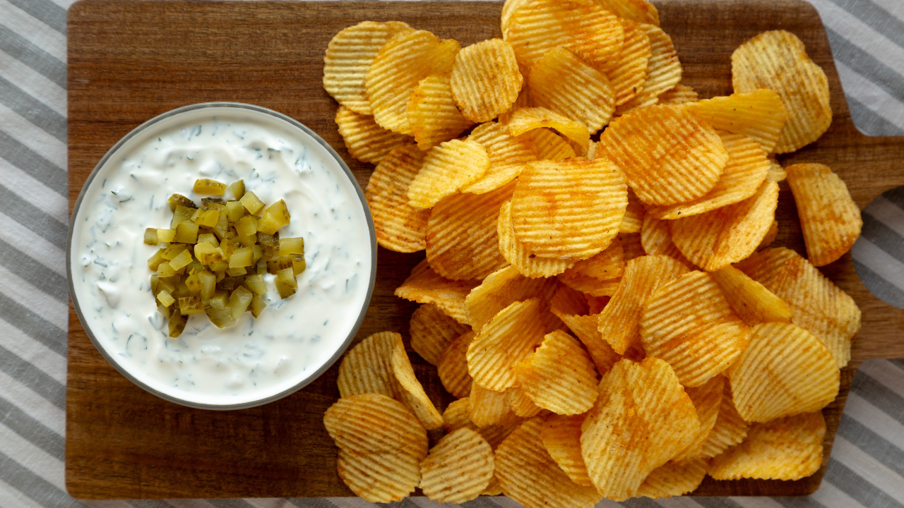 21. Cheesy pickle chips