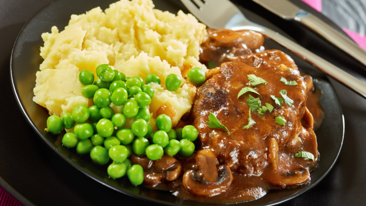 22. Salisbury steak with mushroom gravy
