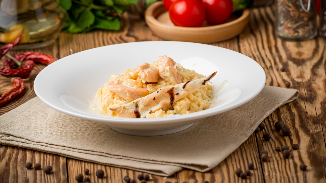 7. Salmon risotto with leeks and lemon