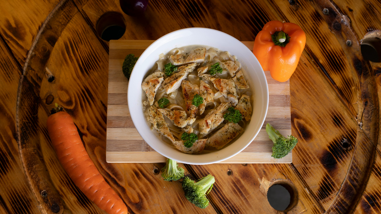 13. Creamy Chicken Noodle Soup with Rotisserie Chicken